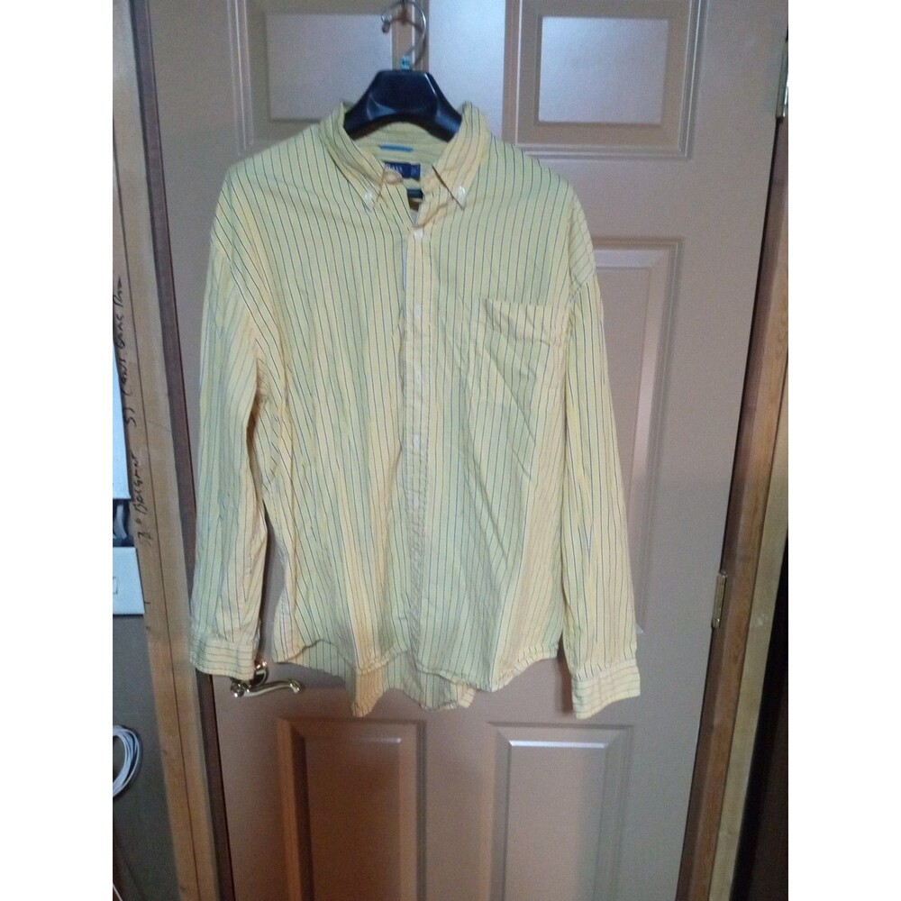 Bass Dress Shirt Mens Size XL Yellow Striped